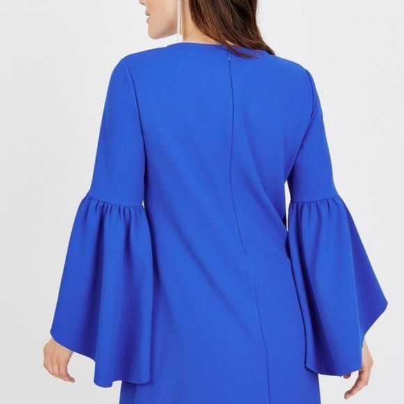 NWT Royal Blue A Line Bell Sleeve Short Dress with Long Sleeves Size Large - Picture 6 of 11
